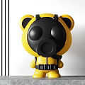 Yellow Bear Themed Furniture Decorative Ornament With Black Mask And Backpack Design