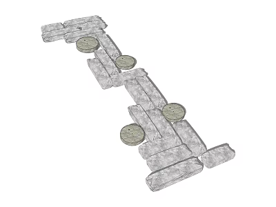 Garden Stepping Stones Path With Round And Rectangular Stone Slabs For Landscape 3d model