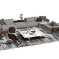 Light Luxury Sofa Coffee Table Combination 3d model