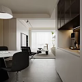 Modern Open Living and Dining Room Interior With TV Wall Sofa Coffee Table And Curtains