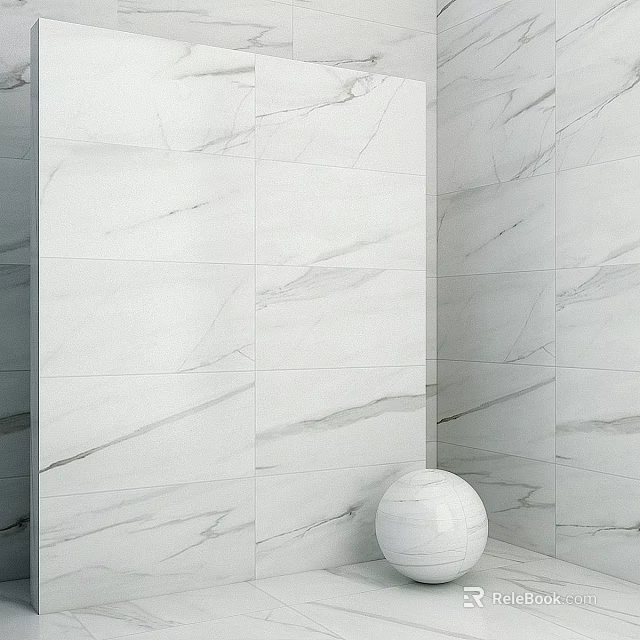 Marble Wall Tile Components With Geometric Pattern And White Sphere Decor 3d model 
