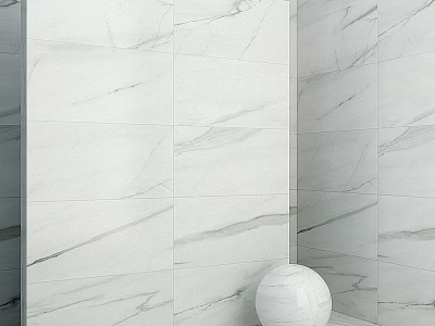 Marble Wall Tile Components With Geometric Pattern And White Sphere Decor 3d model