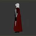 Medieval Warrior Costume Featuring Silver Armor Red Cape And White Hood