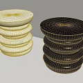 Modern White And Black Marble Side Tables With Stacked Disc Design