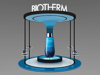 BIOTHERM Blue Serum Bottle Display Stand Design With Surrounding Small Items 3d model