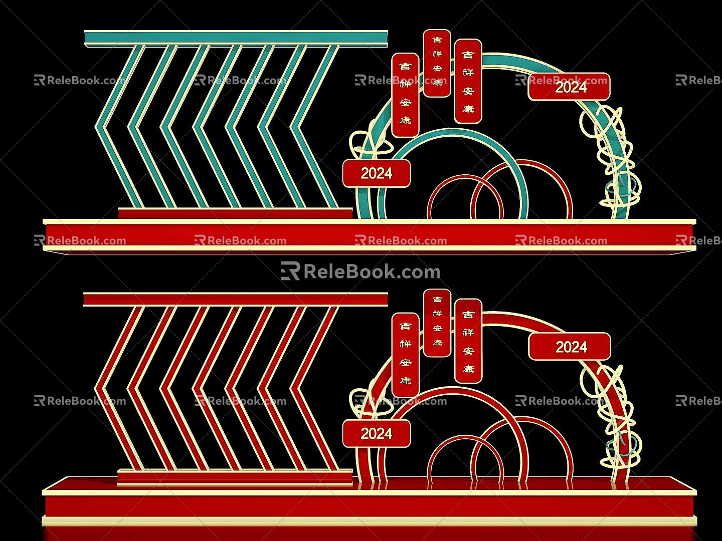 New Chinese Style Guofeng Net Hongmei Chen Shopping Mall Meichen Device Outdoor Device Pin Card Facade Pin Card Decoration model