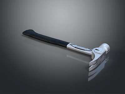 Modern Black Handle Silver Head Hammer With Sleek Design And Reflection Surface Tool 3d model