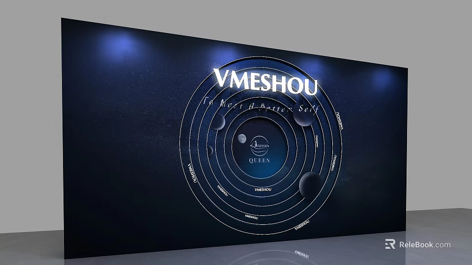 VMESHOU Display Screen With Multi Dimensional Star And Circular Orbit Design On Starry Background 3d model 