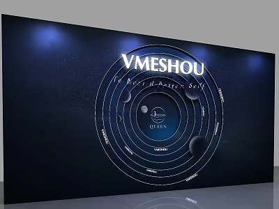 VMESHOU Display Screen With Multi Dimensional Star And Circular Orbit Design On Starry Background 3d model