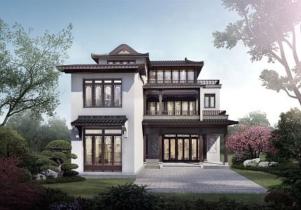 New Chinese Style Villa 3d model