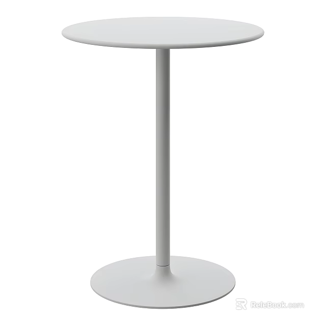 Modern Minimalist Round Side Table With Slim Metal Pedestal And Circular Base 3d model 
