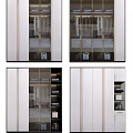 Modern Wardrobe Design With Glass Doors Gold Accents Storage Shelves And Drawers