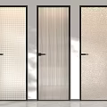 Modern Glass Doors With Black Frames And Different Textured Patterns 3d model