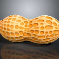 Detailed Whole Peanut With Natural Textured Shell On Black Reflective Surface