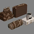 Classic Patterned Luggage Collection Including Leather Handbags Travel Duffels And Storage Cases 3d model