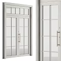 Modern White Double Doors With Glass Panes And Metal Handles Design