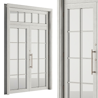 American Style Double-door Balcony Door 3d model