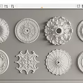 White Decorative Ceiling Medallions With Various Ornate Designs For Interior Lighting