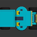 3D Modeled Blue And Yellow Street Sweeper Truck With Front Rotating Brush