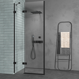 Modern shower room shower accessories combination 3d model