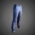 Blue Slim Fit Tailored Trousers With Pleated Front And Cuffed Hem For Formal Business Attire