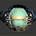 Fantasy Elf Character With Green Hair And Golden Headdress Feather Decoration