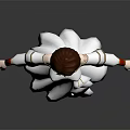 3D Game Movie Female Character with White Dress Red Belt Brown Hair and Blue Accessory