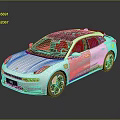 White Electric Car With Black Roof Sleek Design Black Wheels And Brown Interior