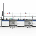 Modern Laboratory Interior With Lab Benches Glass Shelves Apparatus Cabinets And Stools