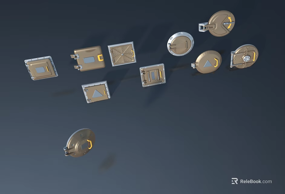 High Quality Swing Door Hardware Components With Hinges Locks And Metal Panels 3d model