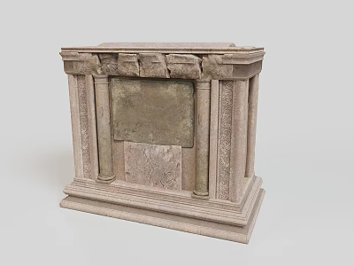 Traditional Stone Sculpture Carving With Ornate Columns And Intricate Base Details 3d model