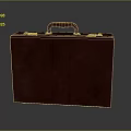 Brown Leather Storage Box Furniture With Handle Stitching And Metal Clasps