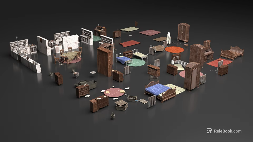 Sofa And Coffee Table Set For Living Room With Various Furniture Models 3d model 