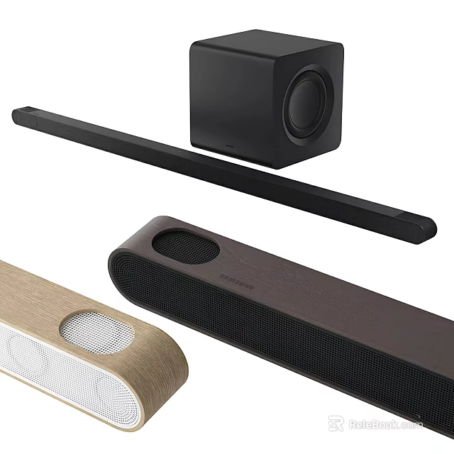 Modern Soundbar Speakers With Subwoofer And Multiple Color Options For Home Audio 3d model 
