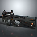 Futuristic Tactical Weapon with Scope Black Orange Accents Sci Fi Design 3d model