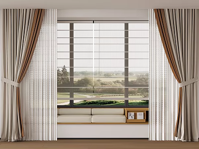 modern curtain fabric curtain gauze curtain 3d model