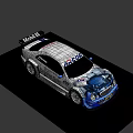 Mercedes 2005 DTM Race Car Featuring Blue White Livery Aerodynamic Design And Original Tele Logos