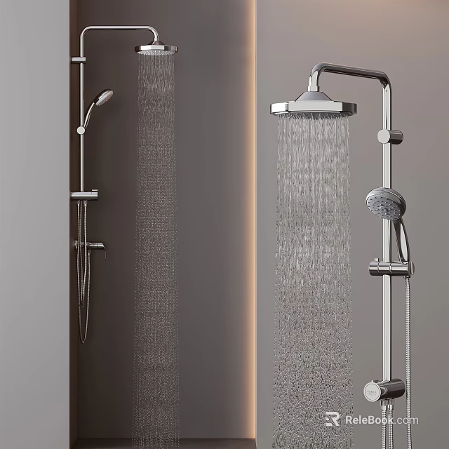Modern High Pressure Shower System With Rainfall Top Spray And Handheld Shower Head 3d model 