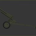 Vintage Military Field Artillery Gun with Long Cannon Barrel Green Gun Carriage and Wheels