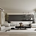 Modern Living Room Interior With Sectional Sofa Coffee Table And Floor To Ceiling Windows