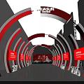 Huasun Red And White Arched Tunnel Design Photo Check In Spot With Reflective Floor