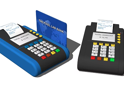 Business Equipment POS Payment Terminals for Credit Card Processing and Receipt Printing 3d model