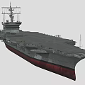 Large Military Aircraft Carrier Warship With Long Flight Deck And Tall Superstructure