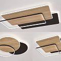 Modern Ceiling Lights With Wooden Elements And Different Shapes White Frame LED Lighting 3d model