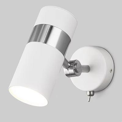 Modern White Wall Lamp With Silver Accent For Indoor Lighting Fixture 3d model