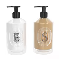 Hand Soap Dispensers White And Beige Pump Bottles With Emblem For Daily Washing Use