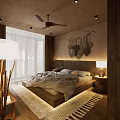 Hotel Guest Room With Wooden Wardrobe Wicker Basket Washbasin Open Layout And Minimalist Warm Tones