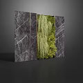 Modern Gray Marble Feature Wall With Vertical Greenery And Metal Strips