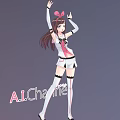 Game Anime Character AI.Chamine With Rabbit Ear Headband Long Hair White Outfit Dancing Pose