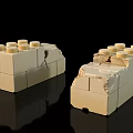 Two Damaged Building Blocks With Cracks And Chips On Black Surface